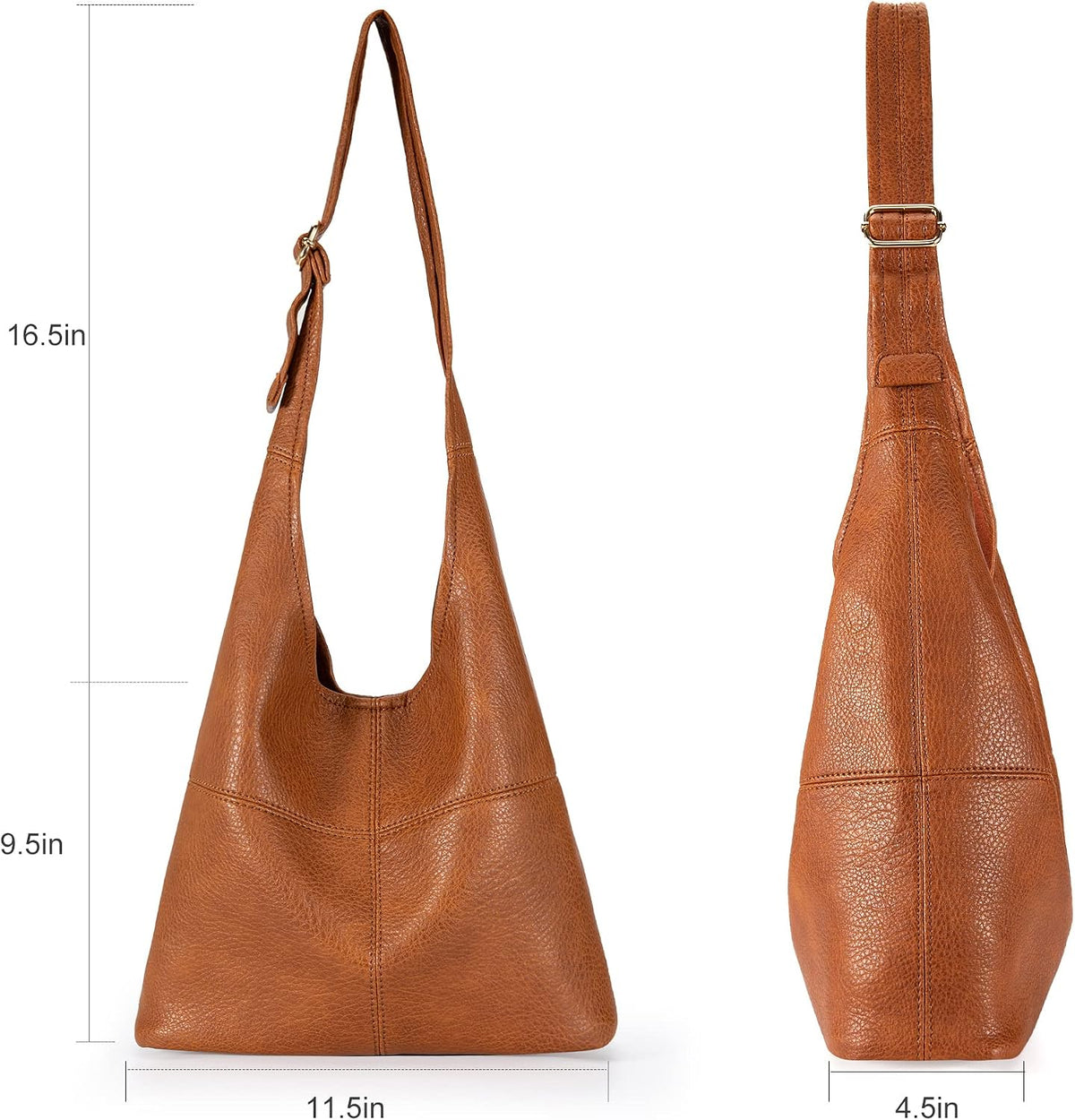 Ultra Soft Foldable Hobo Bag for Women - Slouchy Shoulder Handbag with Cosmetic Pouch