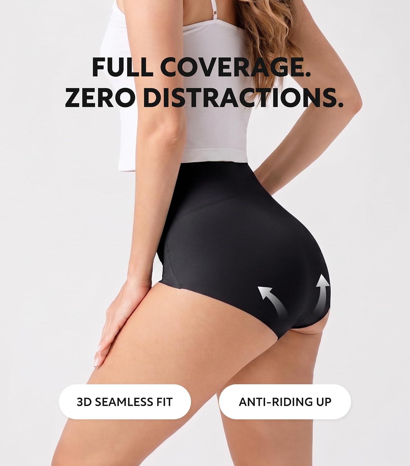 Women's Seamless Underwear, 5-Pack Buttery Soft High Waist Panties, Tummy Full Coverage No Show Invisible Briefs