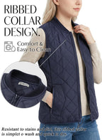 Womens Lightweight Quilted Vest - Zip Up Sleeveless Padded Gilet for Fall