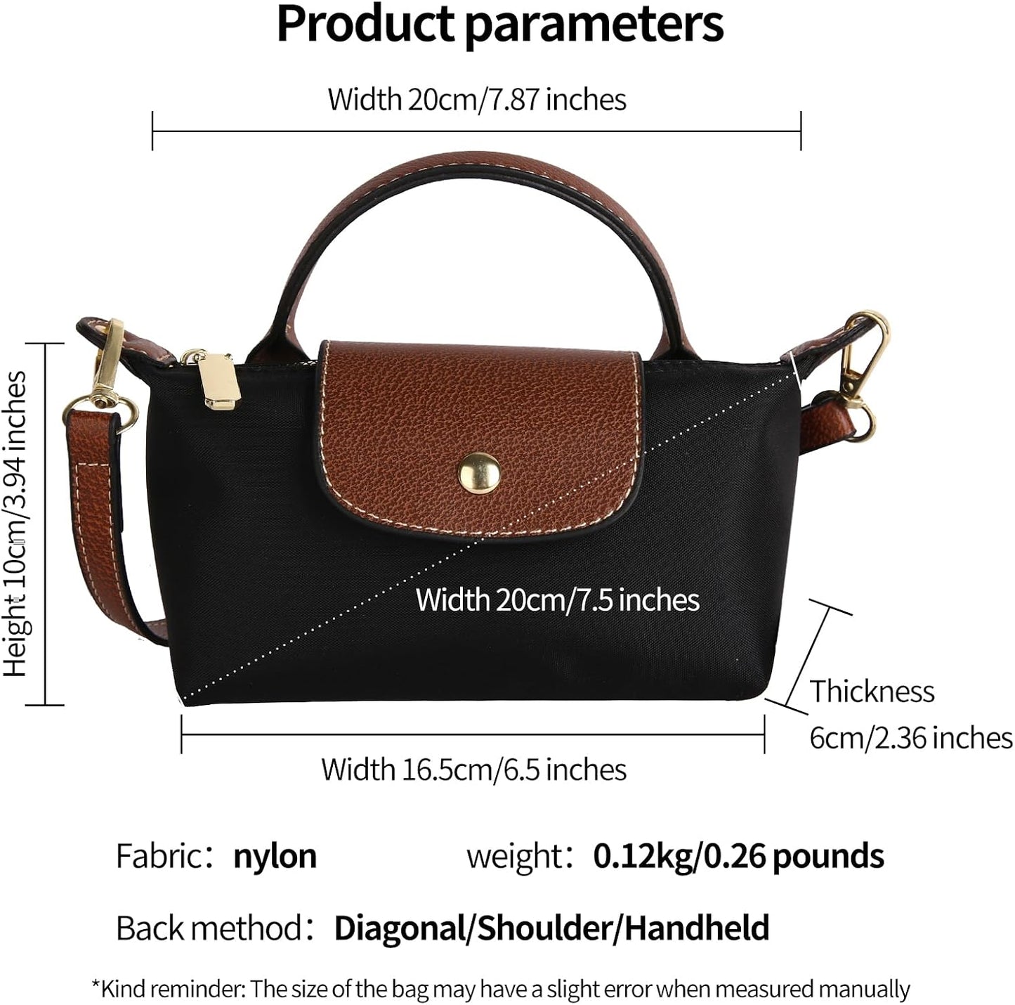 Mini Crossbody Bag for Women - Small Spacious Tote with Adjustable Strap and Zipper Pockets