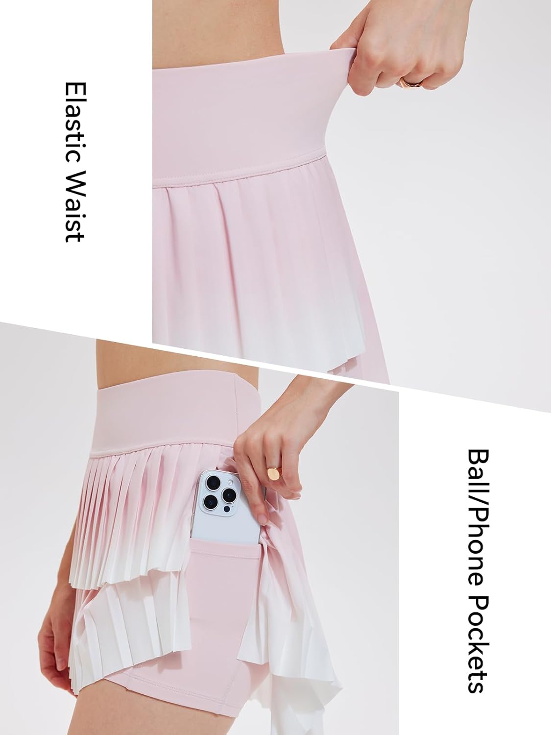 Tennis Skirt Set for Women Two Piece Golf Pickleball Outfits Double Ruffle Pleated Athletic Skirts Sets with Pockets