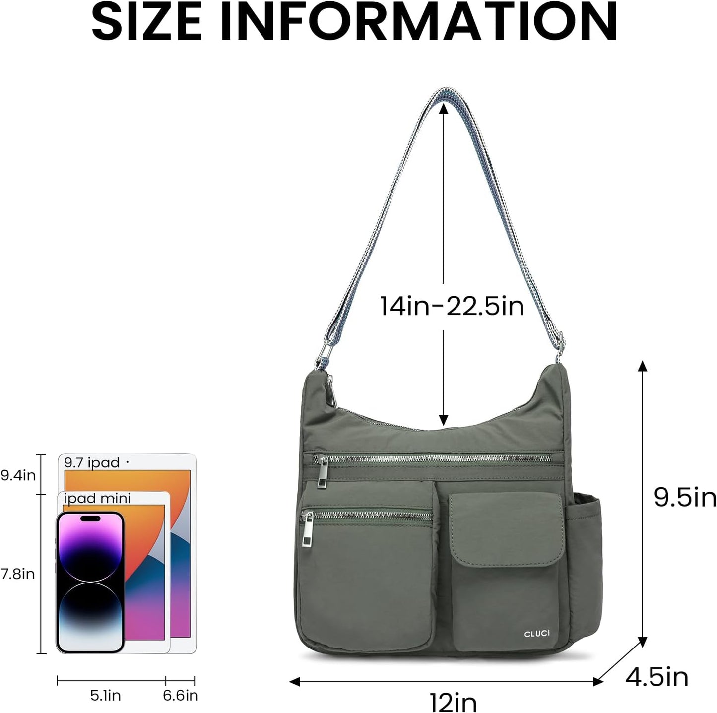 Anti-Theft Crossbody Bags for Women Travel, Water-Resistant Nylon Shoulder Handbags