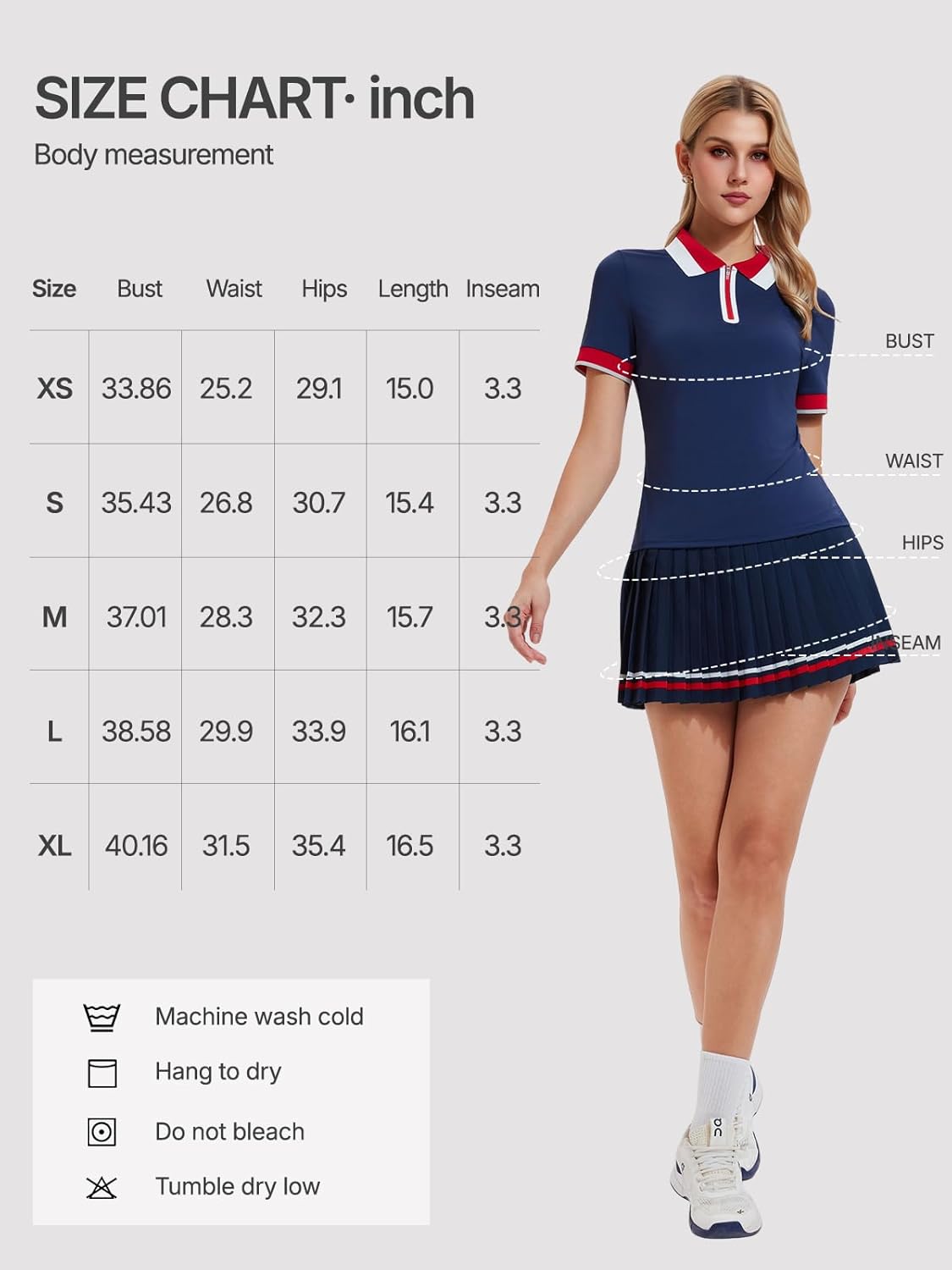 Women's 2-Piece Tennis Skirt Set, Polo V-Neck Top & High-Waisted Pleated Skirt Athletic Outfit