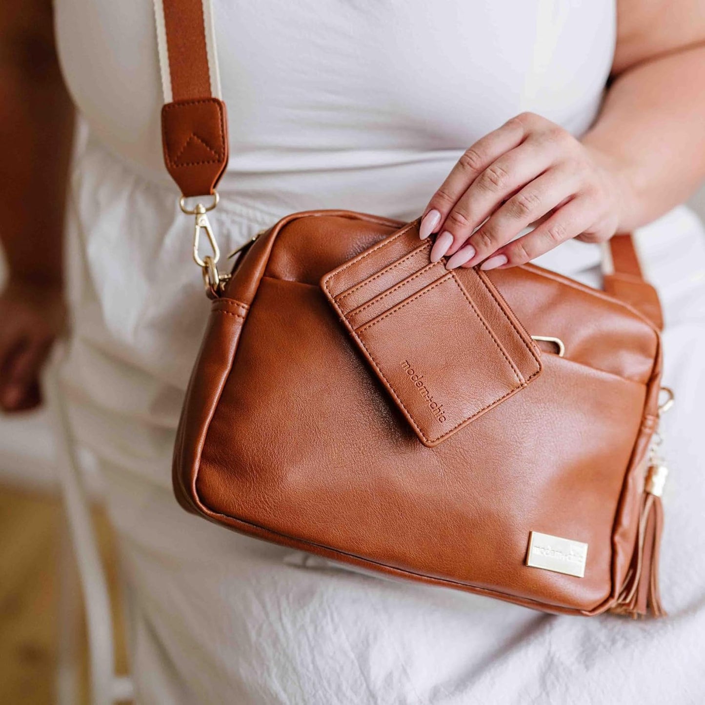 Small Vegan Leather Crossbody Purse for Women with Adjustable Strap and Matching Wallet