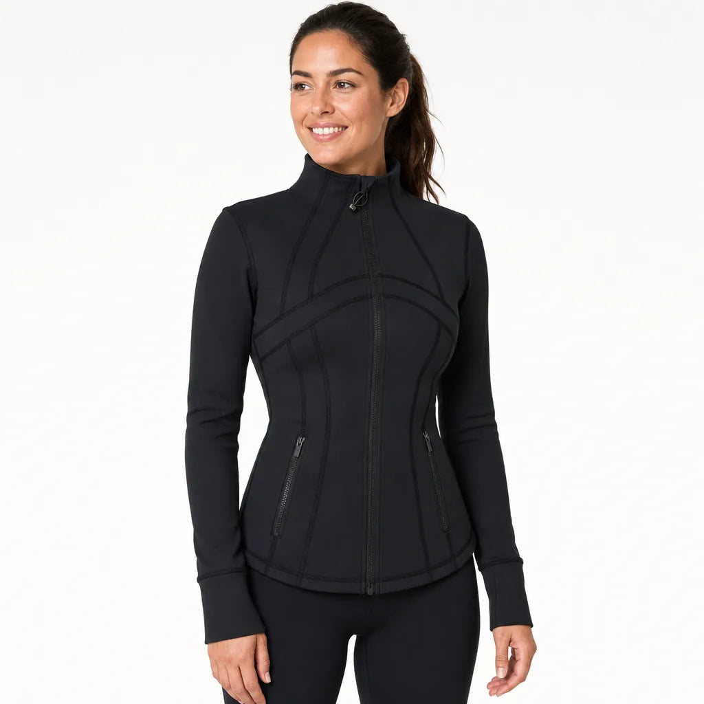 COSLEAF Thick / Fleece / Black fitted jacket on model