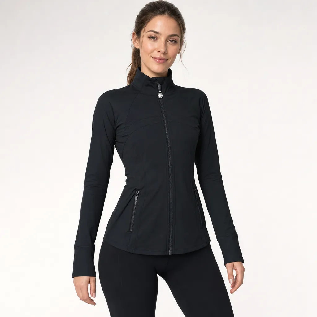 COSLEAF Thin / No Fleece / Black fitted jacket on model