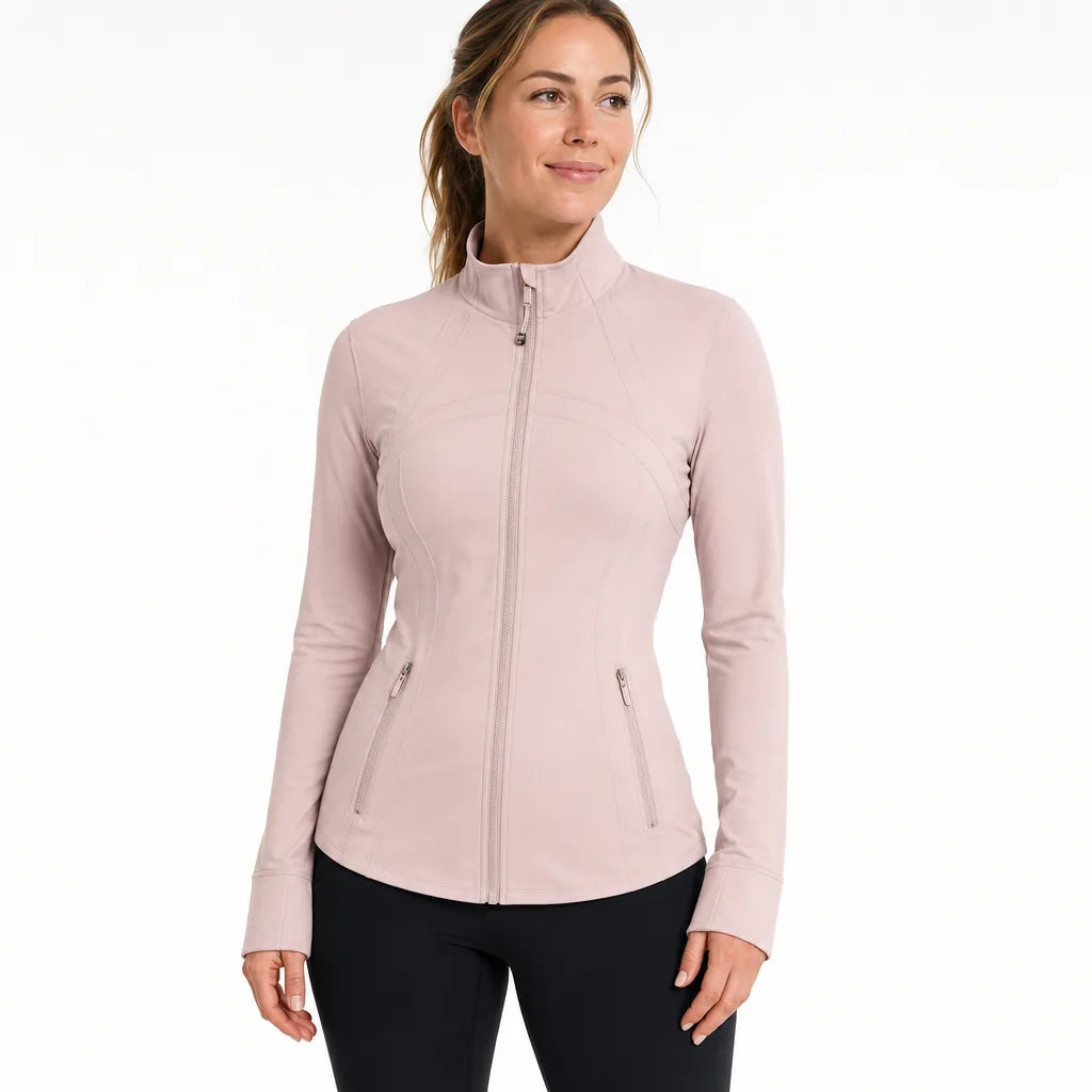 COSLEAF Thin / No Fleece / Pink fitted jacket on model