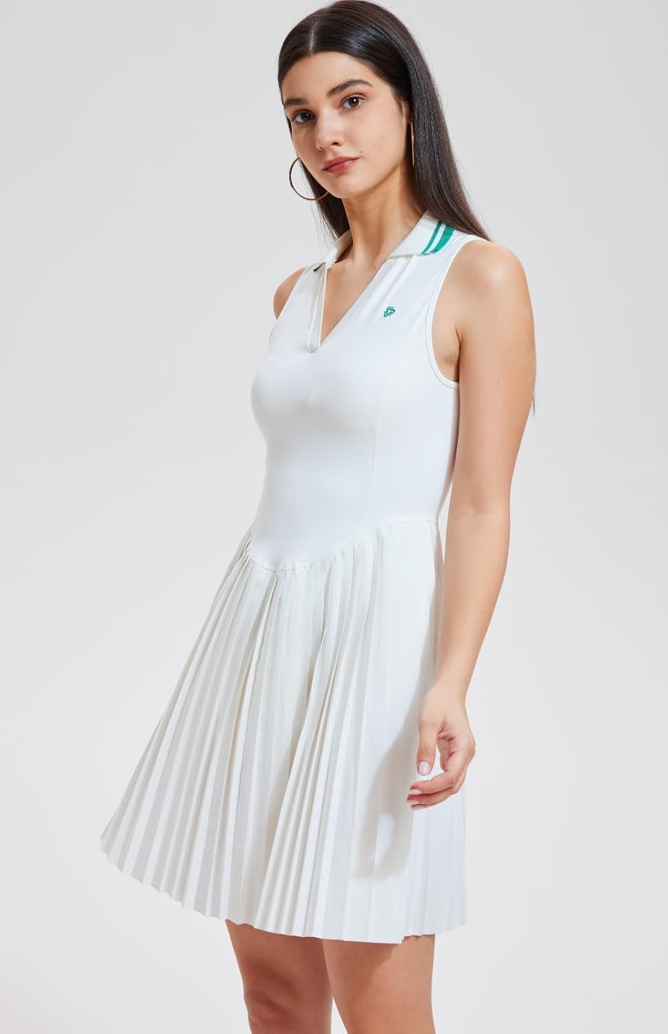 AFZ Women Pleated Golf Casual Polo Dress with Shorts V Neck Tennis Pickleball Athletic Outfits