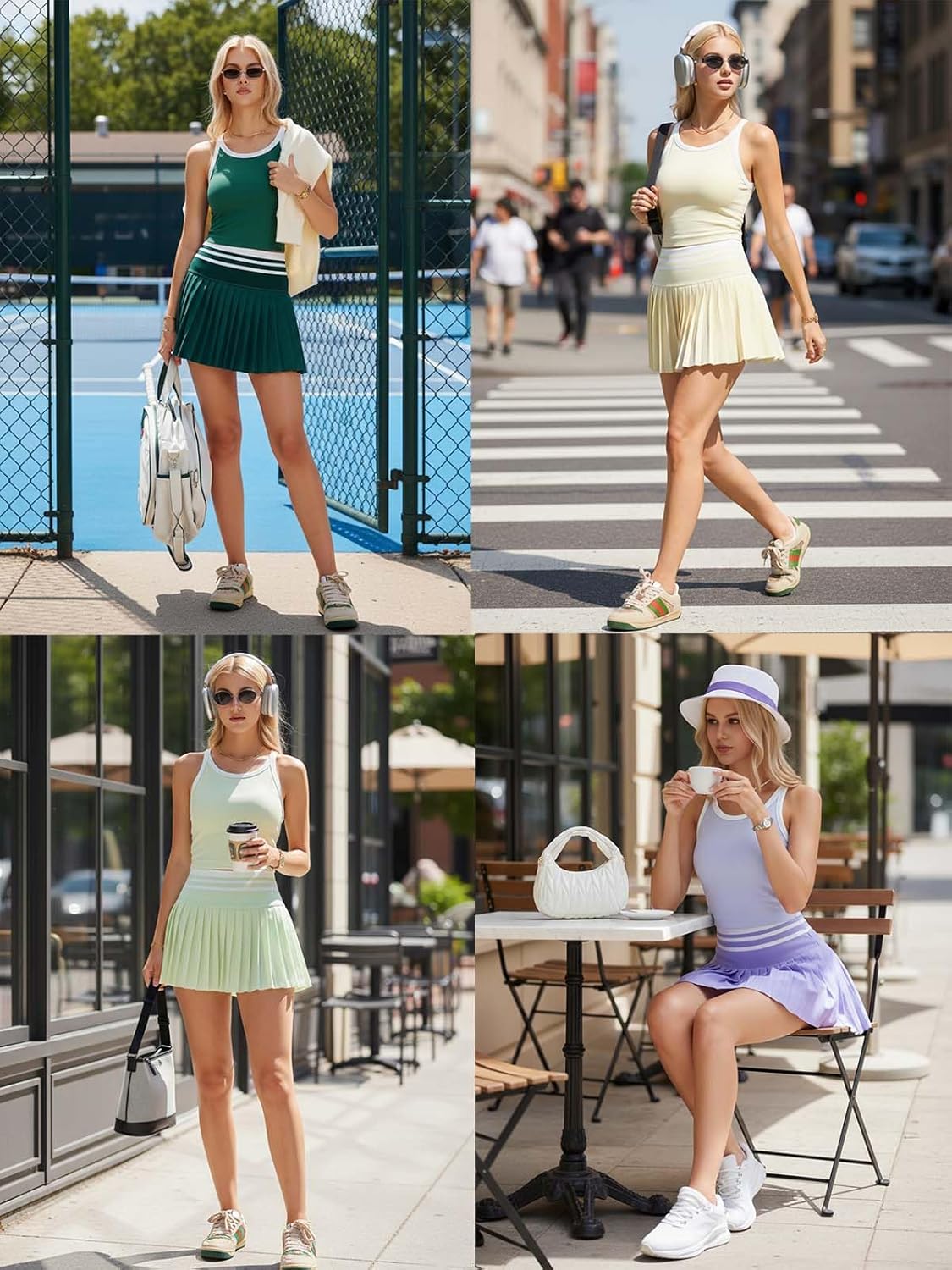 Airfree Two Piece Tennis Skirt Set Golf Outfits for Women High Waisted Tennis Short Dress with Pockets Athletic 2 Piece Sets