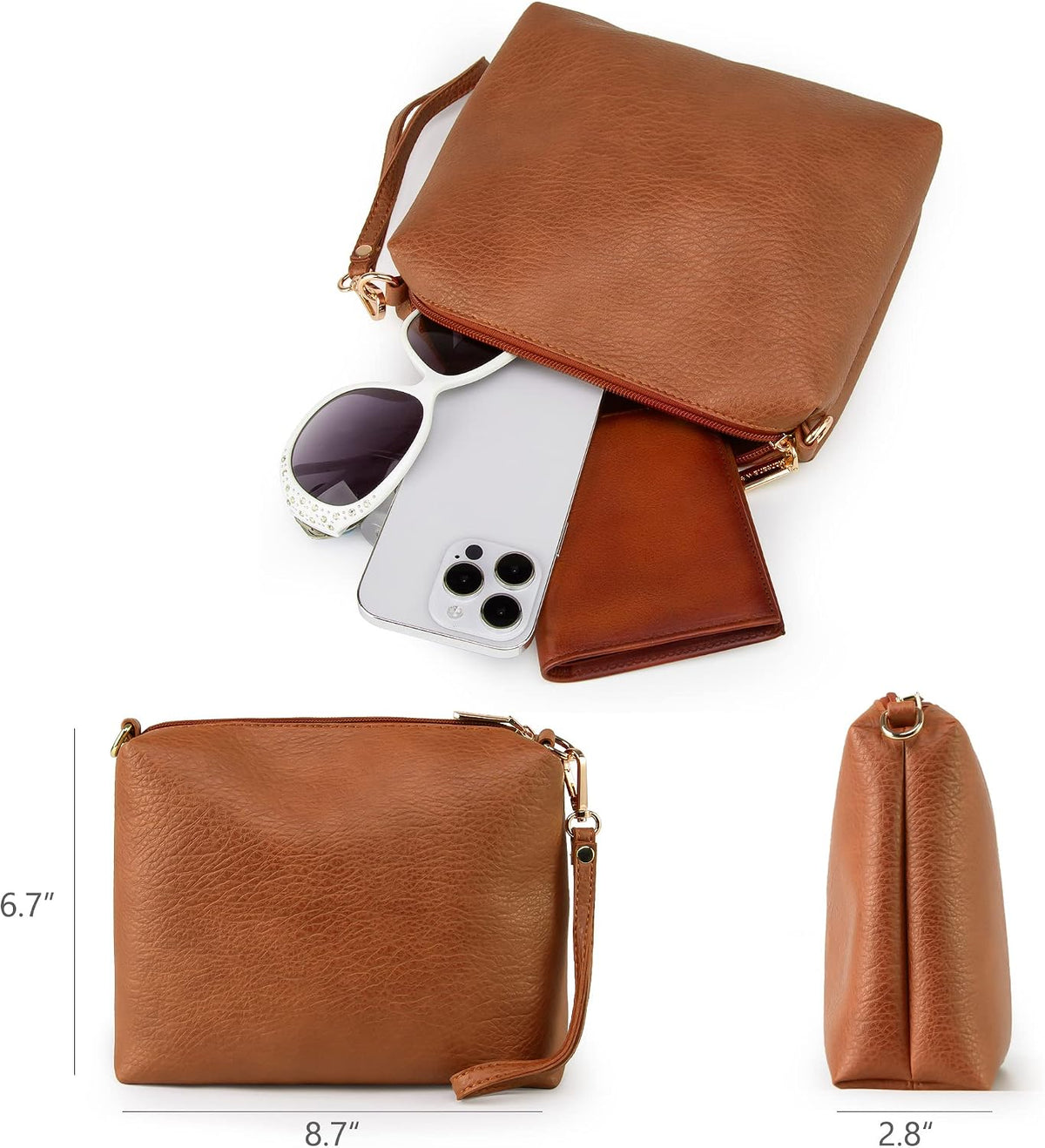 Ultra Soft Foldable Hobo Bag for Women - Slouchy Shoulder Handbag with Cosmetic Pouch