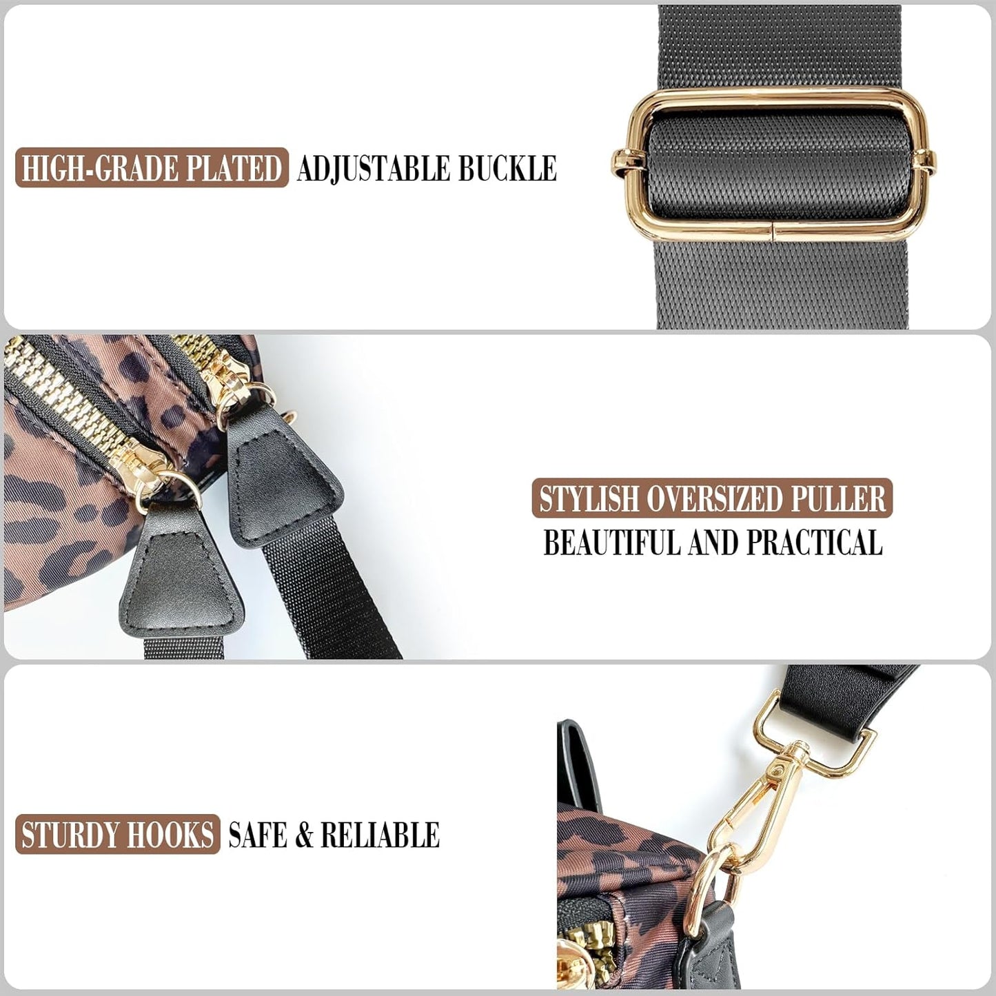 Leopard Print Crossbody Bag for Women - Spacious Nylon Bum Bag & Belt Wallet