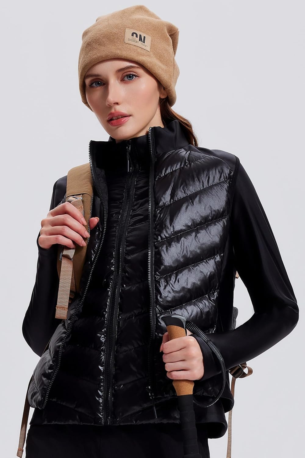 AFZ Women's Lightweight Puffer Vest 800FP Winter Down Vest Sleeveless Quilted Water Resistant Running Jacket