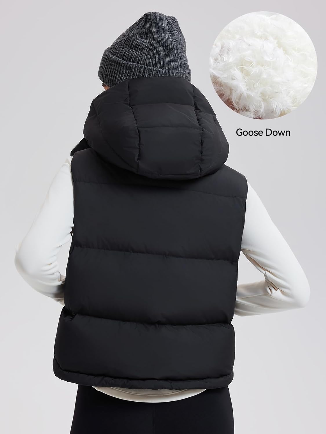 Airfree Women Cropped Puffer Vest 800 Fill Lightweight Goose Down Jacket Sleeveless Winter Coats with Removable Hood