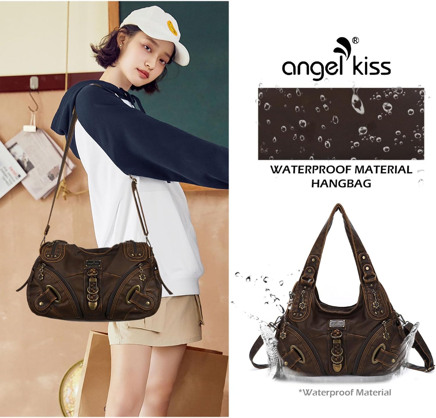 Hobo Purses and Handbags for Women - Large Daily Shoulder Bag and Satchel with Multiple Pockets