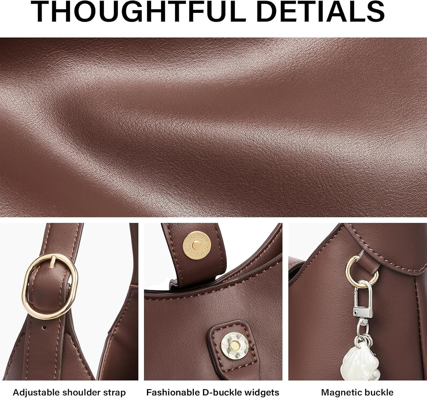 Womens Purses and Handbags, Soft Vegan Leather Hobo Bags with Adjustable Strap, Lightweight Slouchy Shoulder Bag