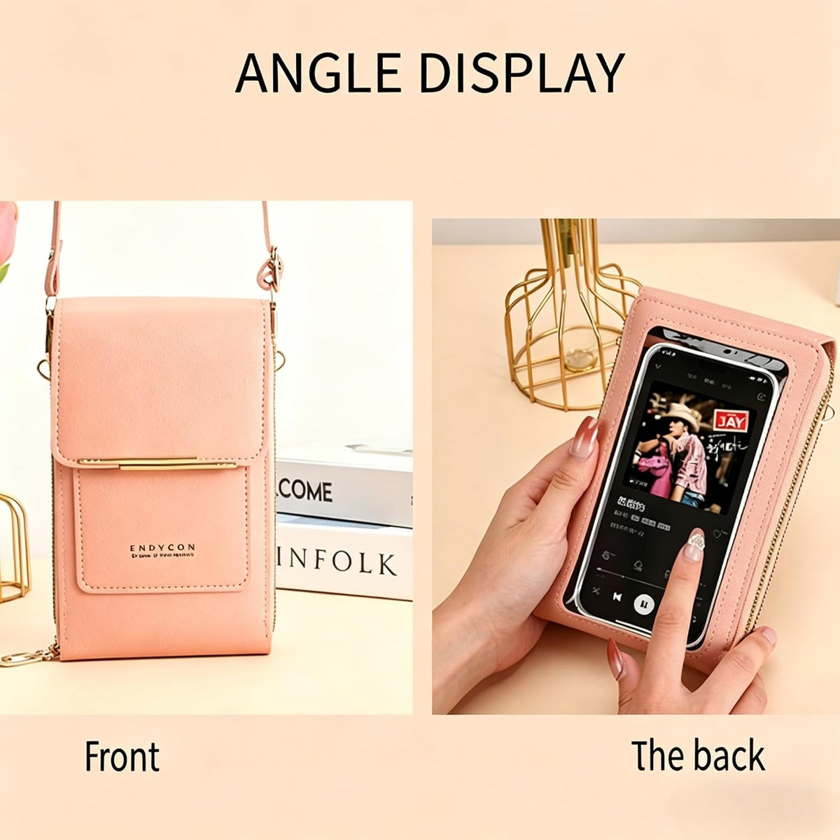 Touchscreen Phone Crossbody Bag for Women, RFID Blocking PU Leather Anti-Theft Wallet