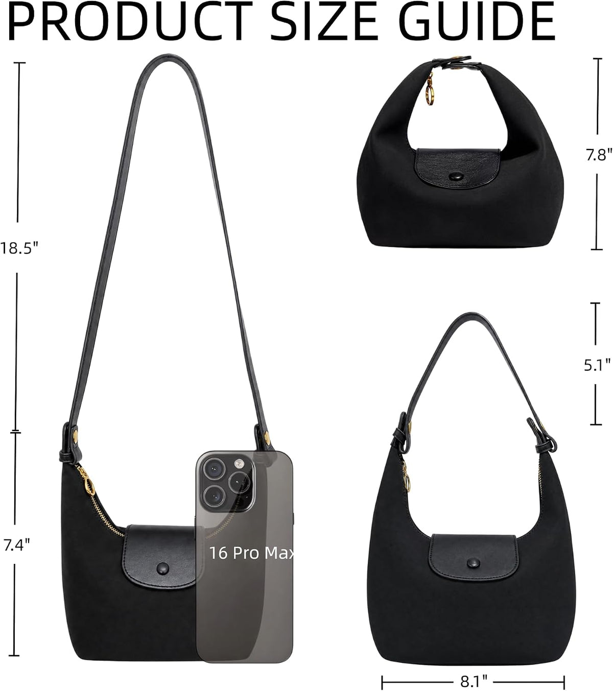 Small Crossbody Bag for Women, Frosted PU Leather Shoulder Purse Mini Hobo Handbag with 2 Removable Straps