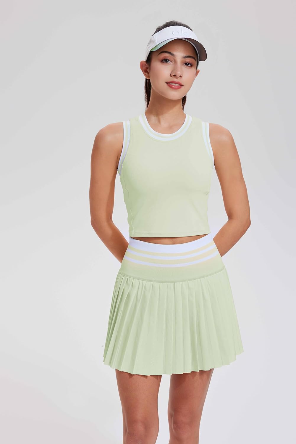 Two Piece Tennis Skirt Set for Women - High Waisted Pleated Athletic Golf Skirt with Pockets
