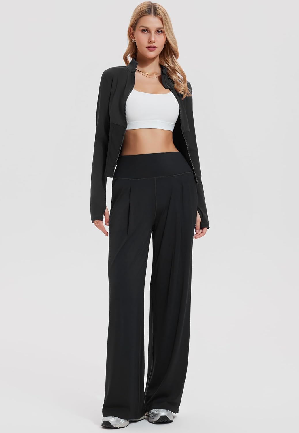 Mudere Women's 2 Piece Lounge Set Long Sleeve Full Zip Wide Leg Pants Casual Tracksuit Sweatsuit for Travel Fall Outfits
