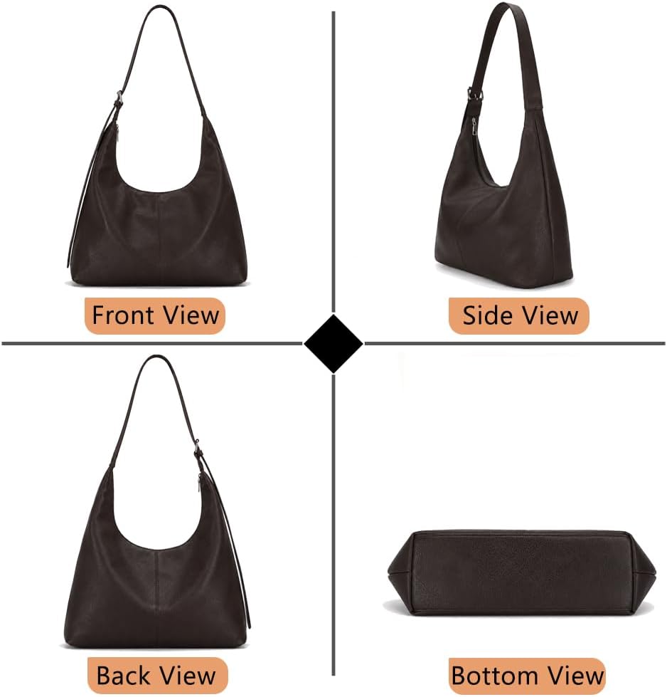Large Hobo Bag for Women - Vegan Leather Slouchy Shoulder Handbag and Travel Tote