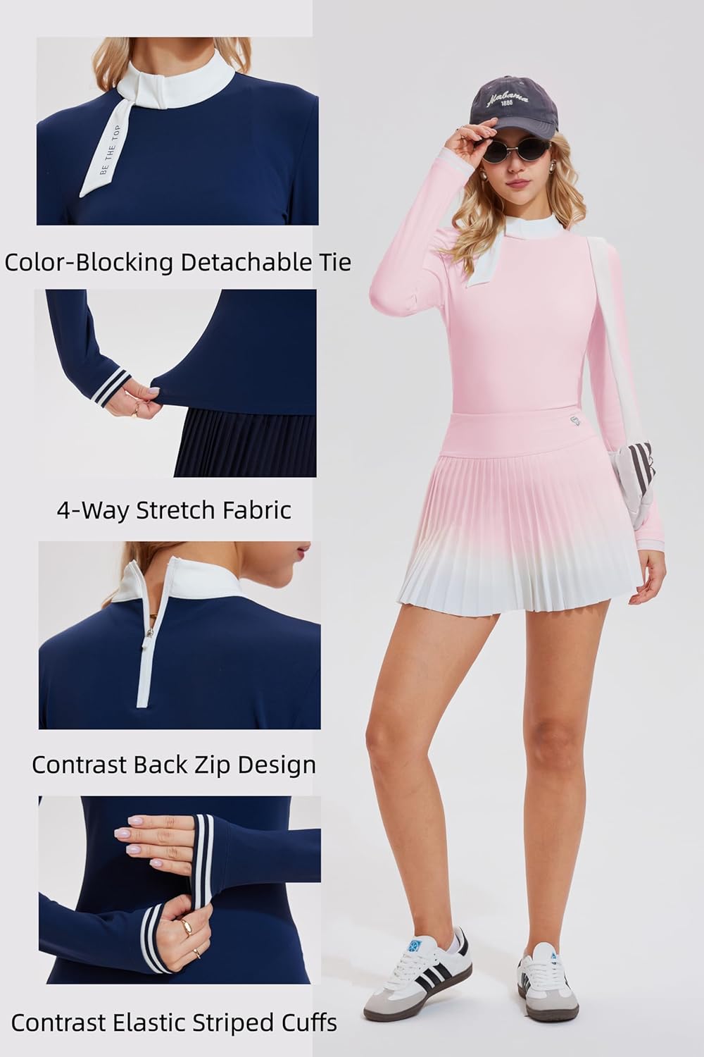 AFZ Tennis Skirt Set for Women Golf Shirt High Waisted Pleated Pickleball Skort Matching Preppy Outfits for Vacation Workout