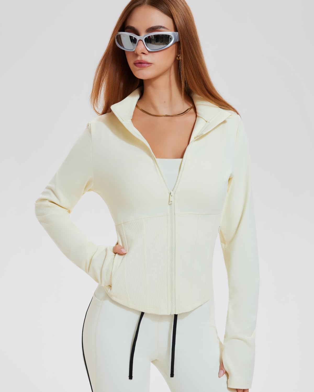 AFZ Workout Jackets for Women Lightweight Slim Fit Athletic Zip Up Jacket with Pockets for Running Yoga