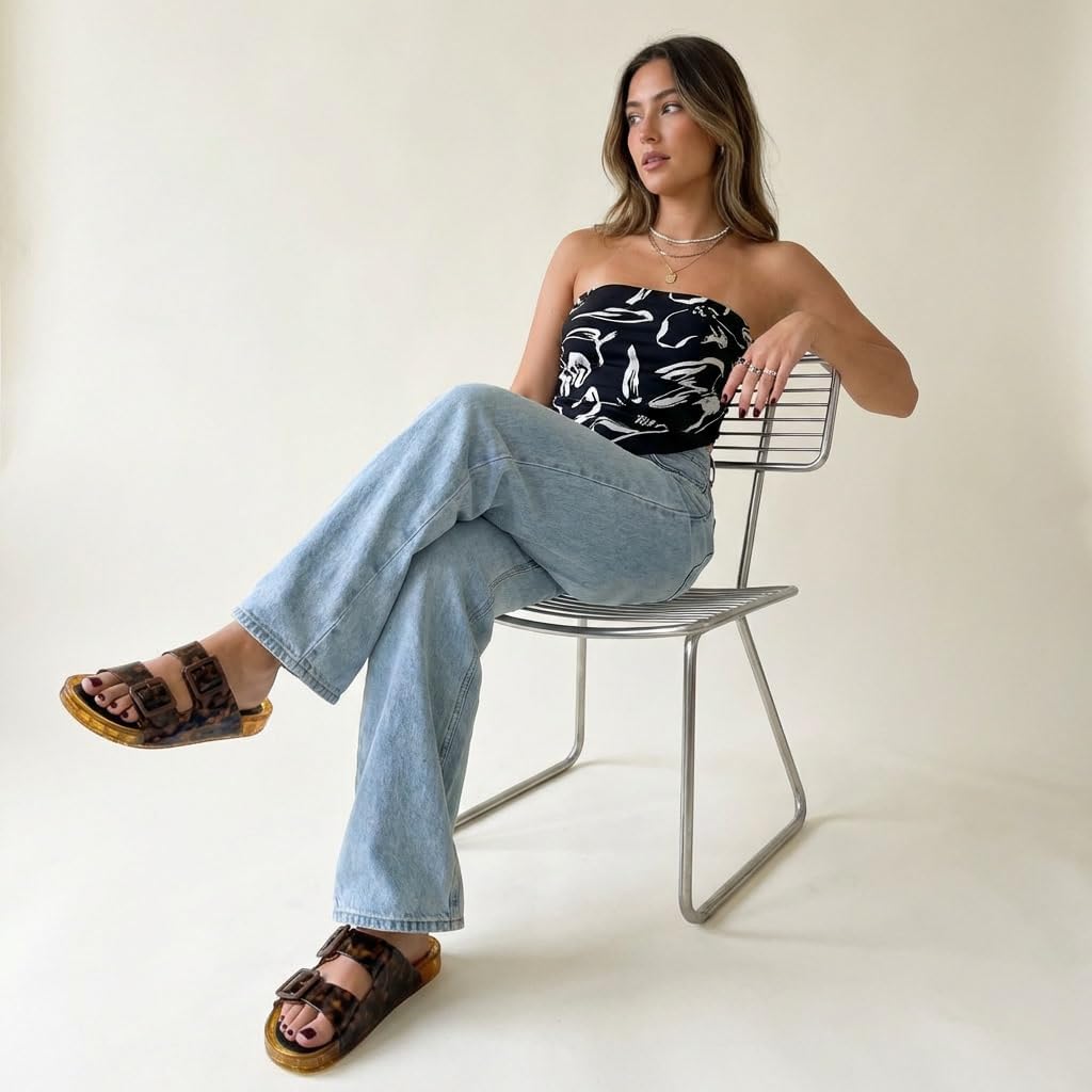 Women's Waterproof Double Buckle Pool Slides - Adjustable Slip-On Beach Sandals