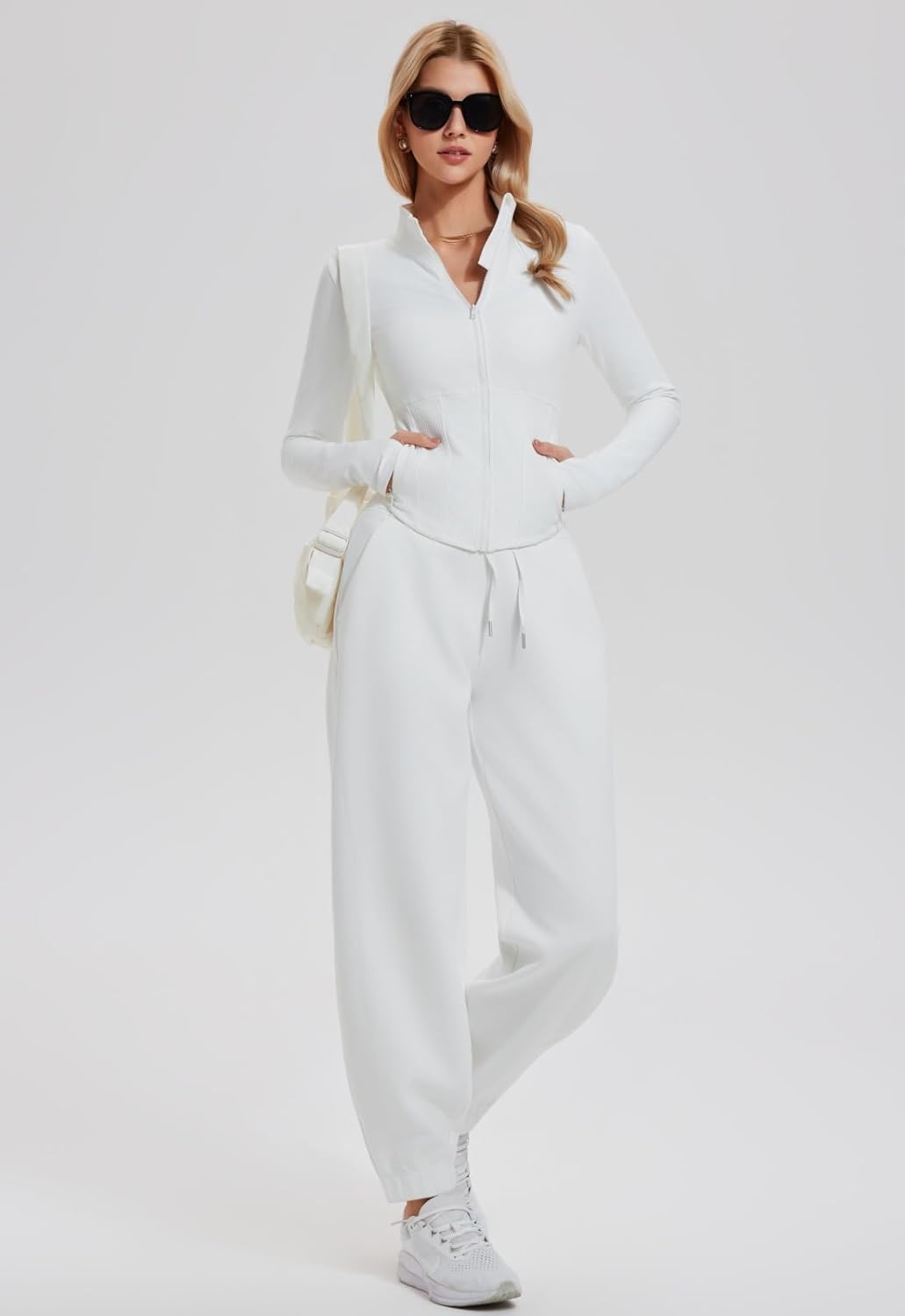 AFZ Sweat Sets for Women 2 Piece Lounge Outfits Zip Up Jackets Elastic Drawstring Jogger Pants Sweatpants Tracksuit