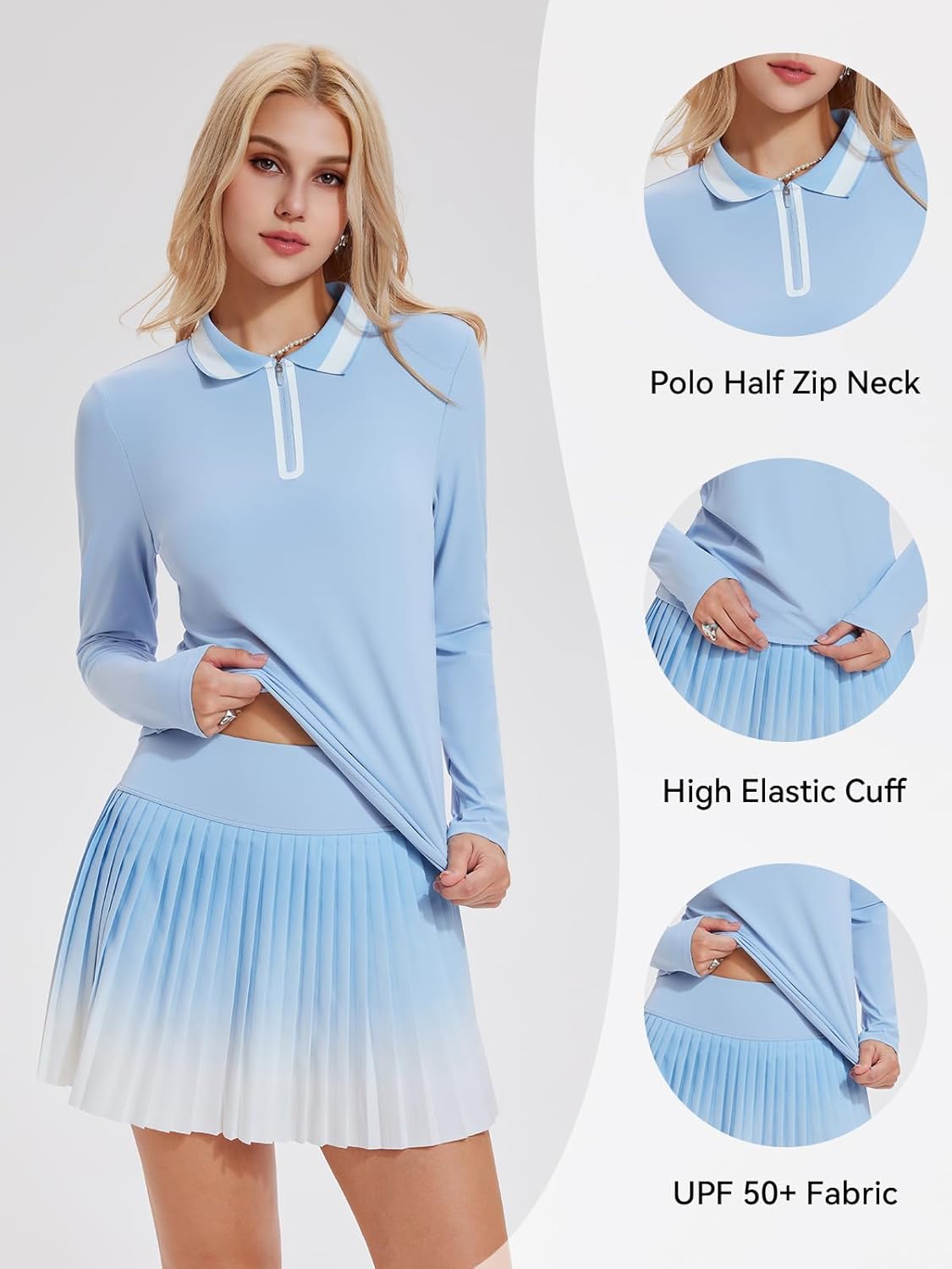 Women's Polos Golf Shirts UPF 50+ Collared Shirt Quick Dry Tennis Work Athletic Tops