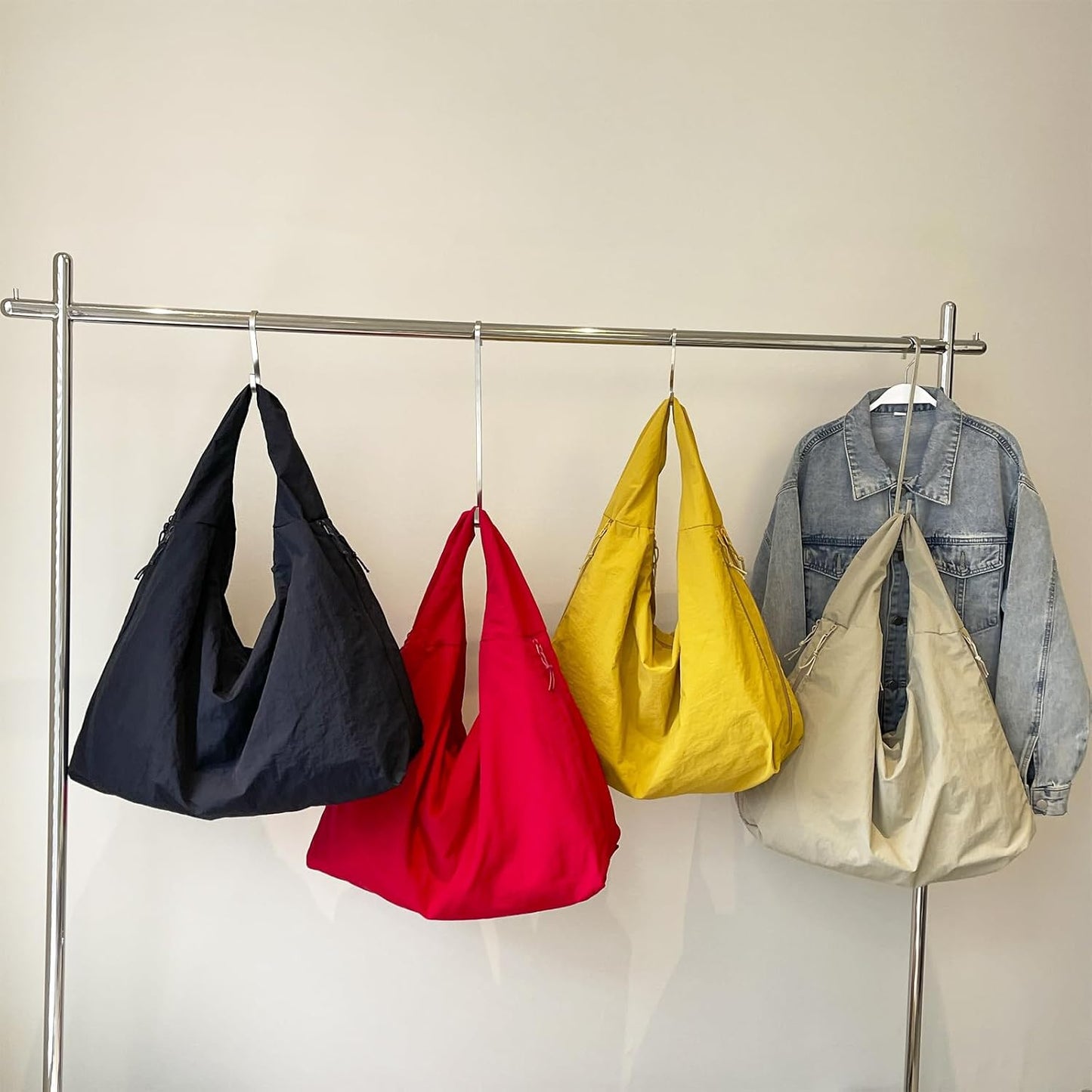 Large Nylon Hobo Bag Women Crescent Shoulder Bag Vintage Tote Bag Casual Shopper Handbag