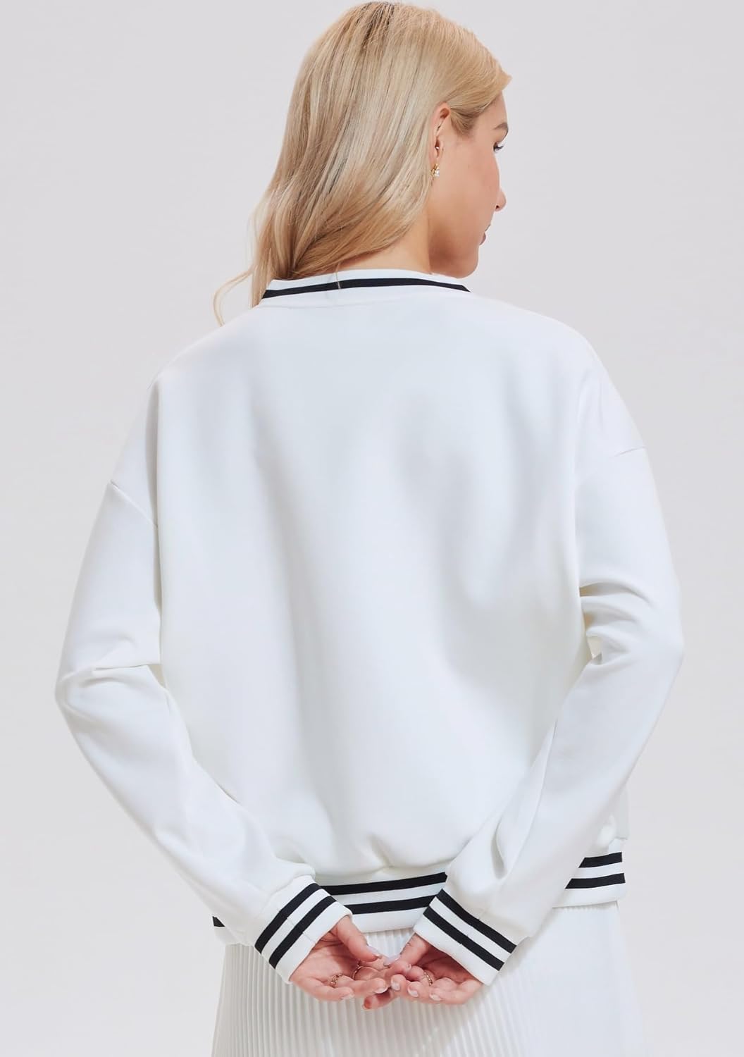 AFZ V Neck Sweatshirts for Women Loose Fit Soft Dressy Long Sleeve Pullover Sweater Tops Preppy Clothes
