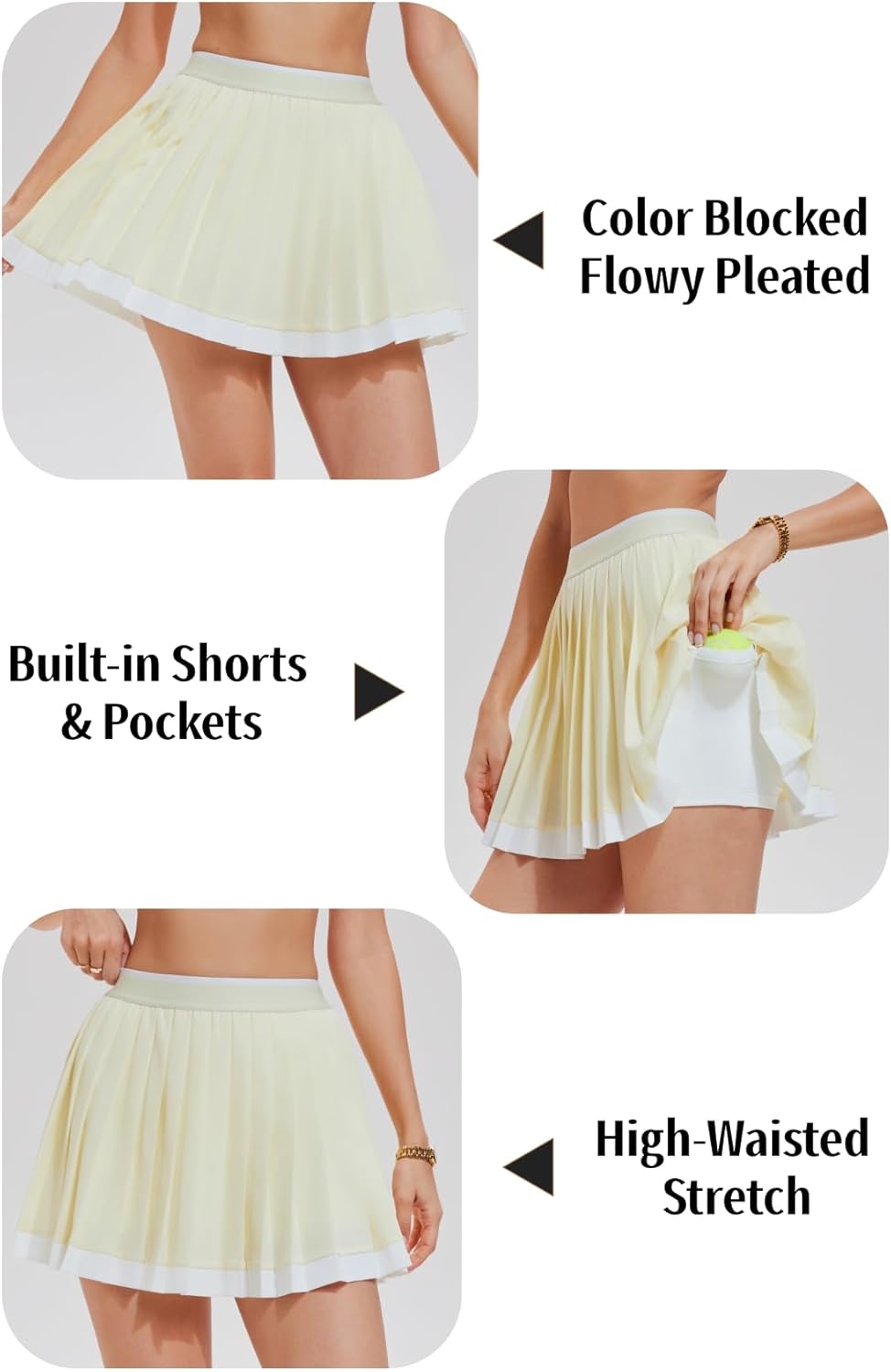 AFZ Women Tennis Skirt Set Color-Block Ribbed Tennis Shirt Athletic Dress Golf Skorts for Pickleball Pockets