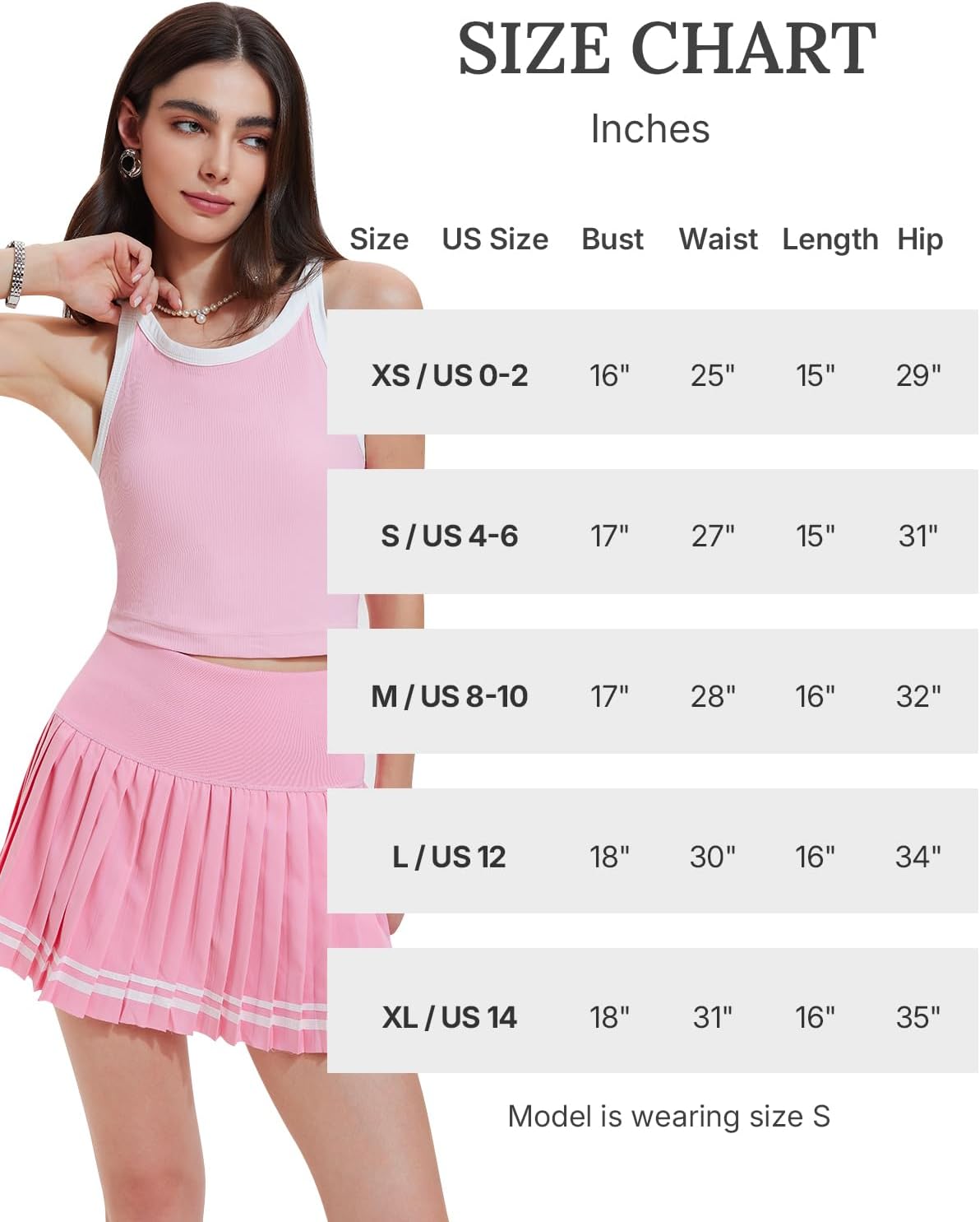 Women's 2 Piece Tennis Skirt Set - Racerback Tank Top and High Waisted Athletic Skort for Golf