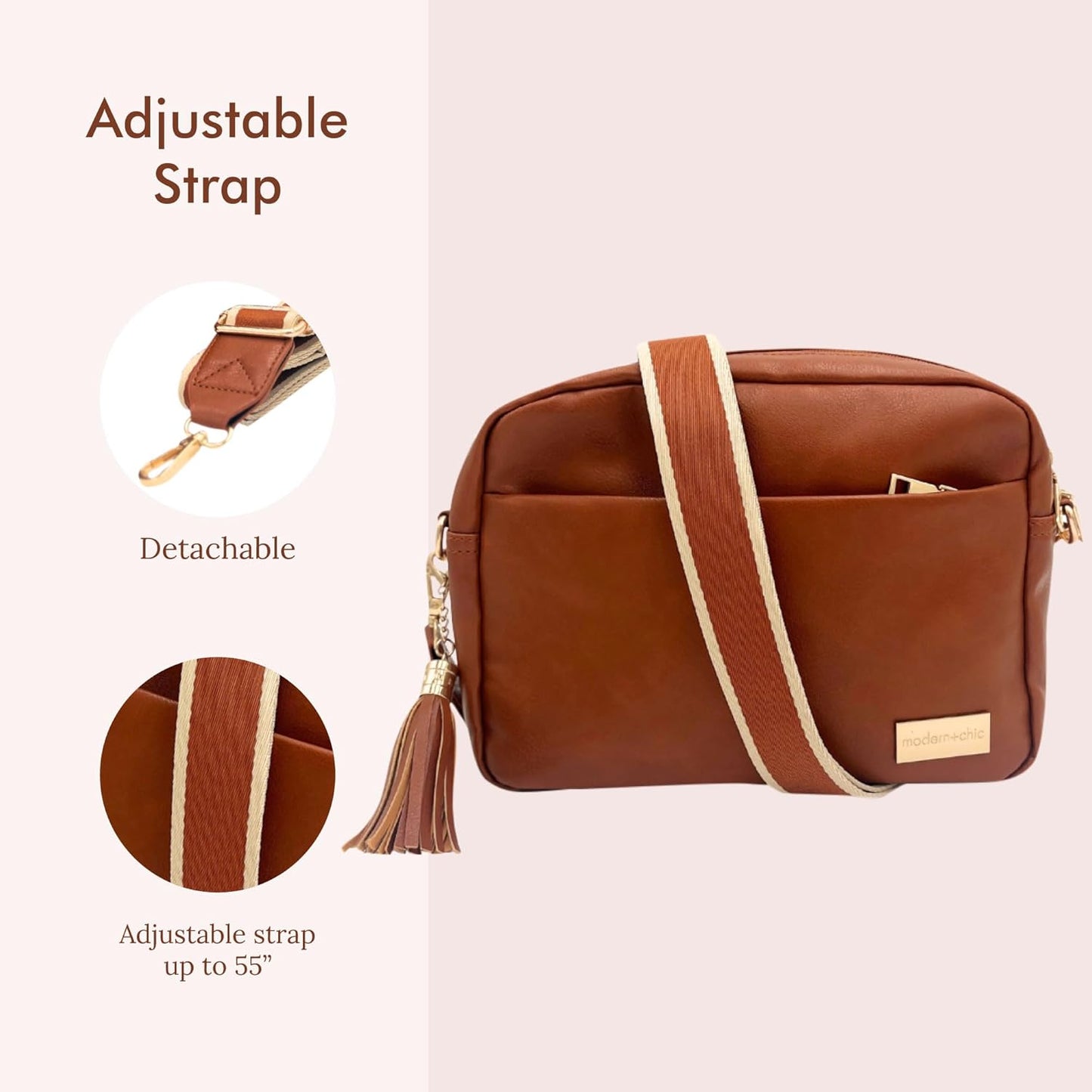 Small Vegan Leather Crossbody Purse for Women with Adjustable Strap and Matching Wallet