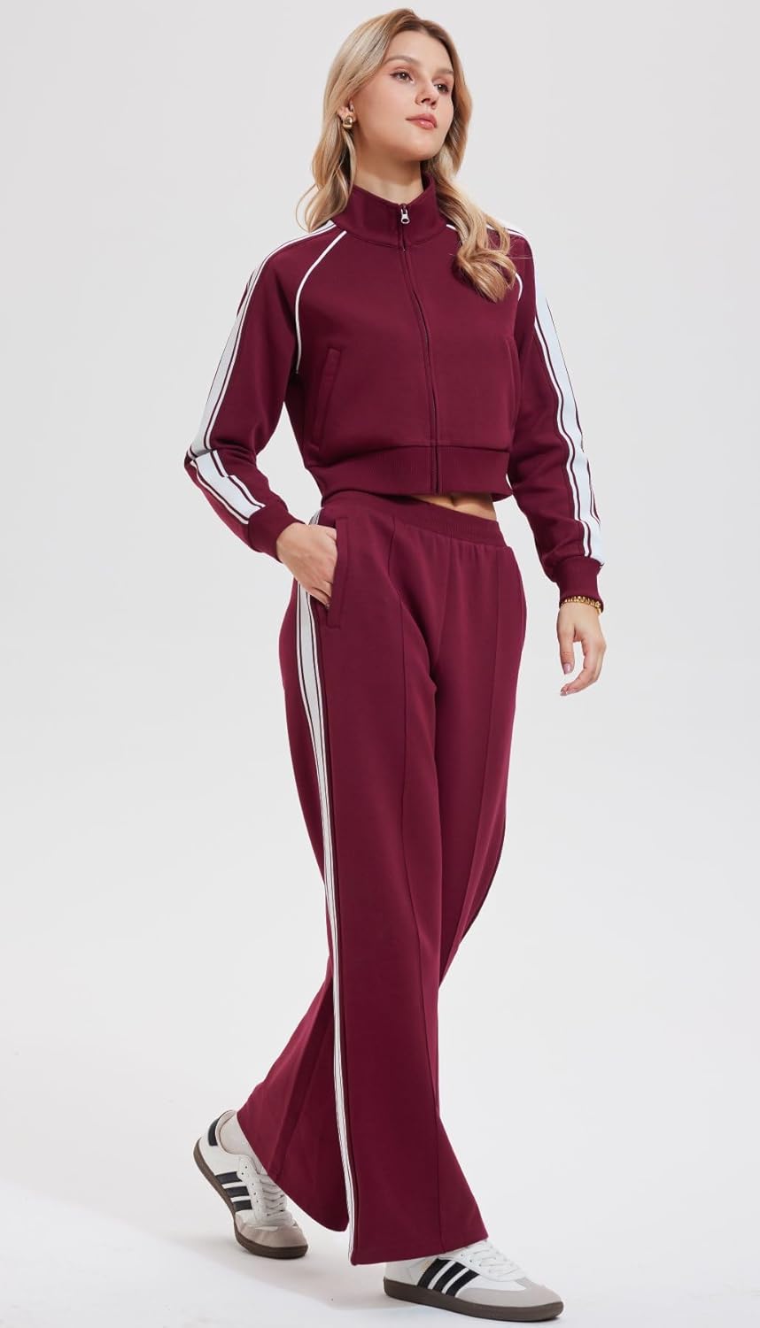 AFZ Women Two Piece Tracksuit Zip Up Sweatshirt Long Pants Outfits Jogger Sweatsuit Matching Lounge Sets