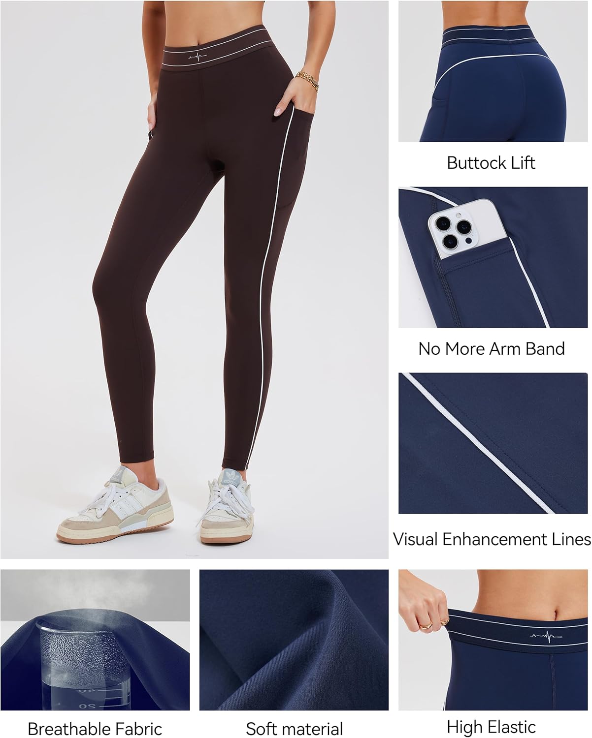 Mudere 2 Piece Workout Sets for Women High Waist Leggings with High Impact Sports Bra Yoga Outfits