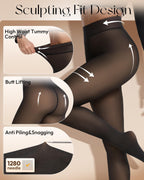 Fleece Lined Tights Leggings for Women - One Seam Design Thermal Winter Hosiery