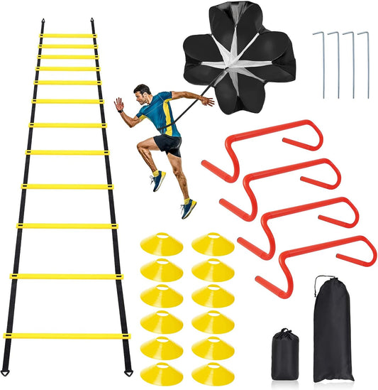 Speed & Agility Ladder Training Equipment Set - 22Pcs Pro Kit for Football, Soccer, and Basketball Athletes