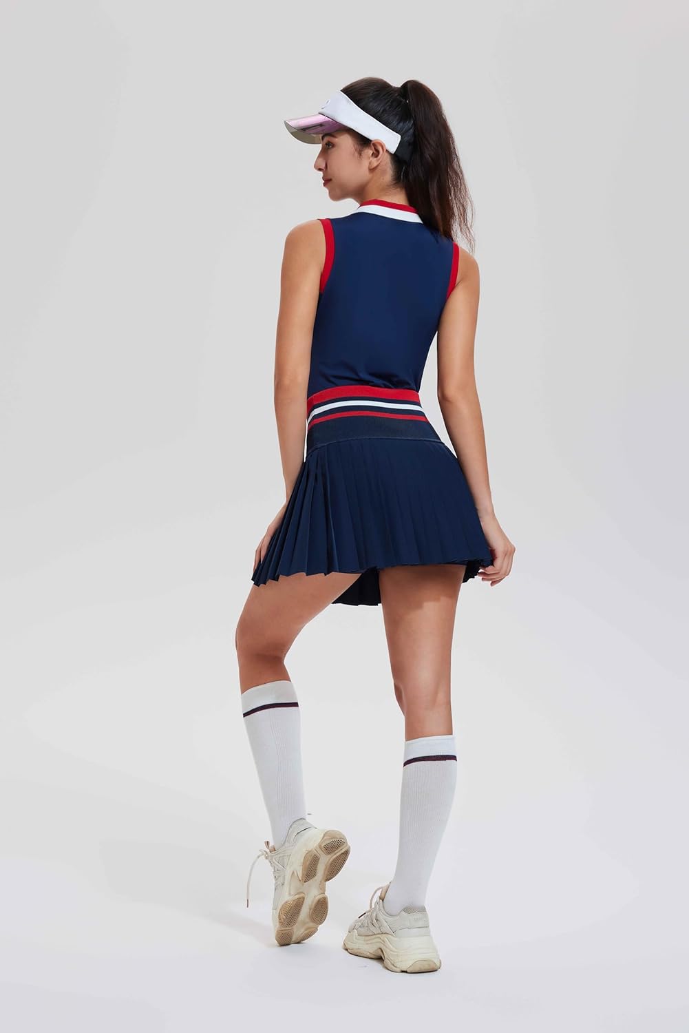 Tennis Skirt Sets for Women Color Block Golf Polo Two Piece Skirt Set Women 2 Piece Outfits with Shorts