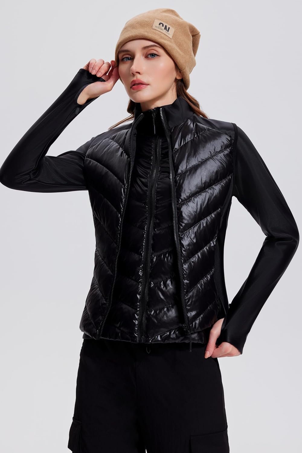AFZ Women's Lightweight Puffer Vest 800FP Winter Down Vest Sleeveless Quilted Water Resistant Running Jacket