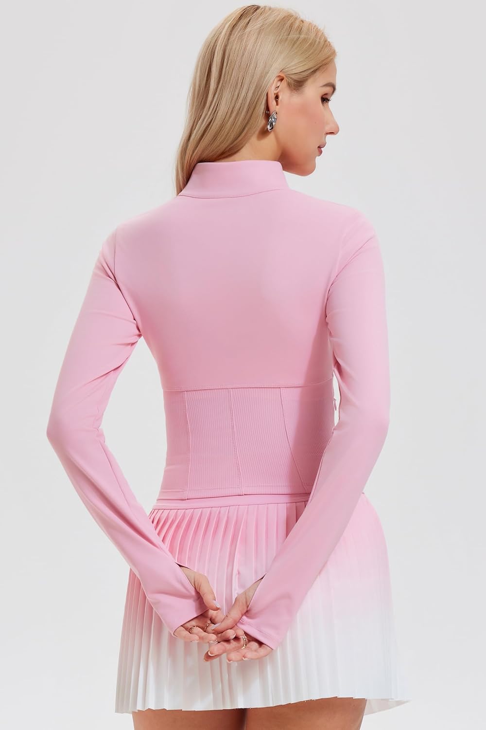 AFZ Two Piece Tennis Skirts Set for Women Long Sleeve Zip Up Workout Jacket with Pleated Mini Skirt Golf Pickleball Outfits