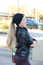 2Pcs Women's Ponytail Beanie, Satin Lined Winter Hat for Outdoor Activities