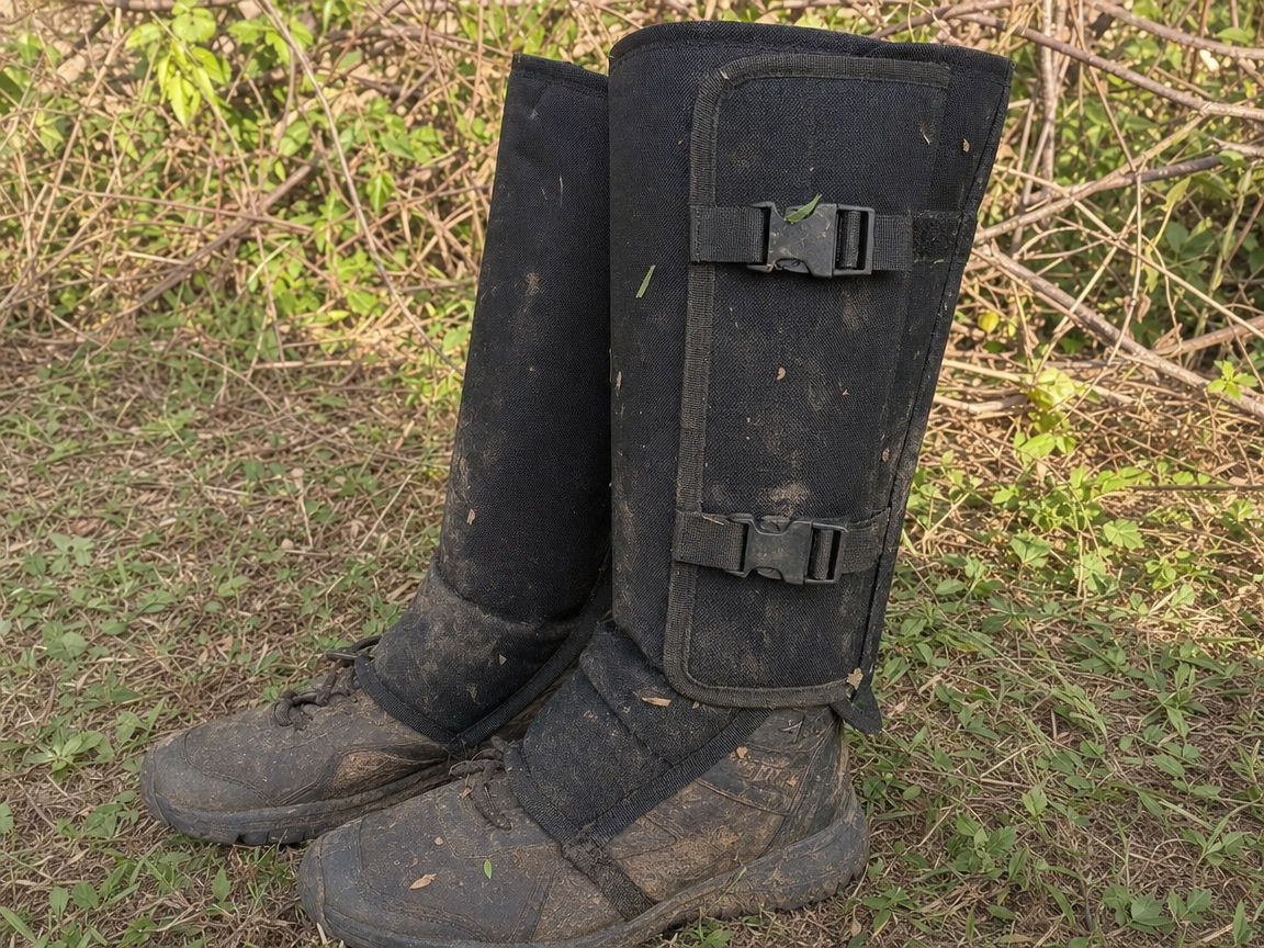 After a brush-clearing day they had dust and grass on them, but the buckles stay